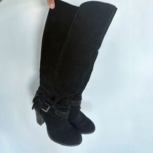 Naughty Monkey Black Suede Knee-High Boots | Y2K Era | Size 7.5 Description: